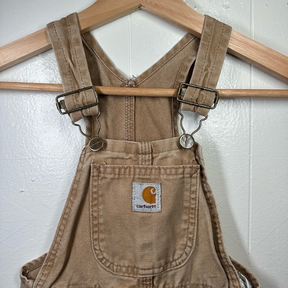 Carhartt Bib Overalls Beige Brown Tan Cotton Canvas Toddler Y2K Size 3T